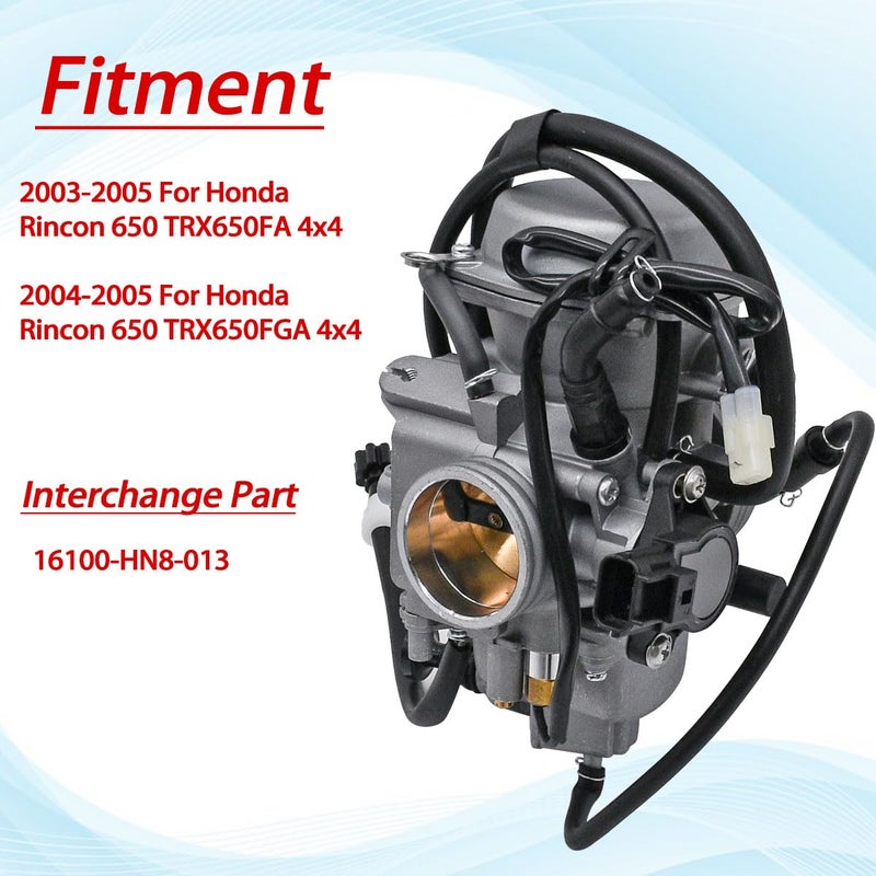 JDLLONG Rincon 650 Carburetor Fit for Honda Rincon 650 TRX650FA TRX650FGA 2003 2004 2005 4x4 Carb 16100-HN8-013 - Image 4